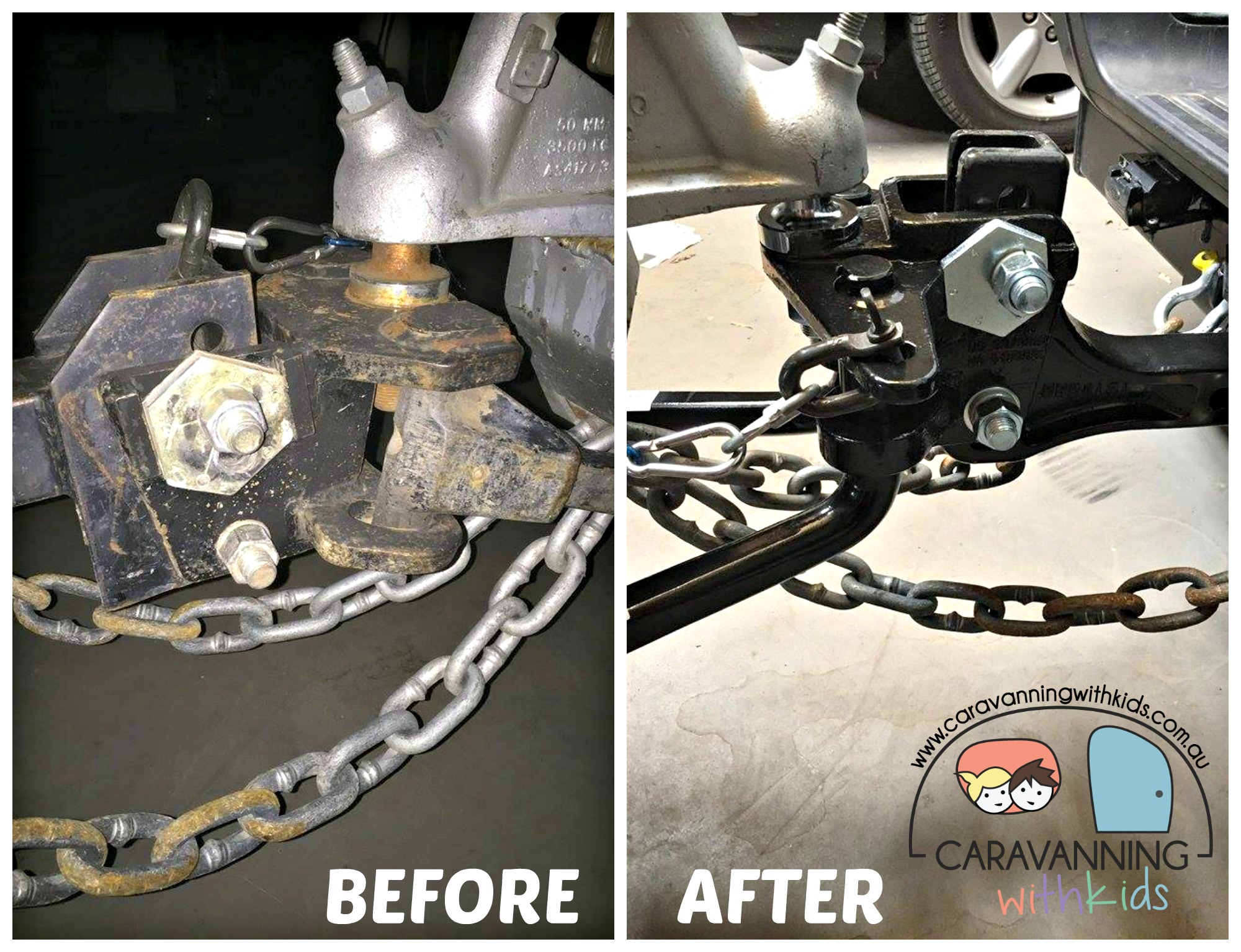 tow ball before and after